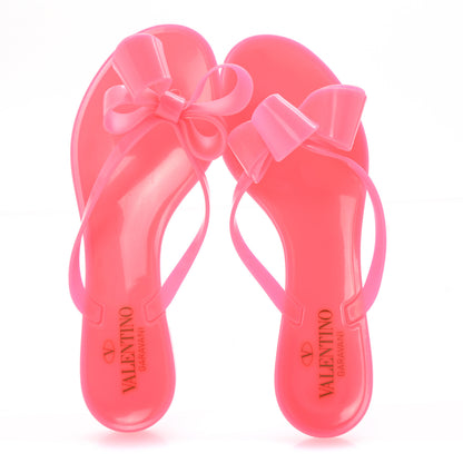 Valentino Garavani PVC Jelly Bow Thong Sandals 38 Fuxia Fluo 2 of 8
