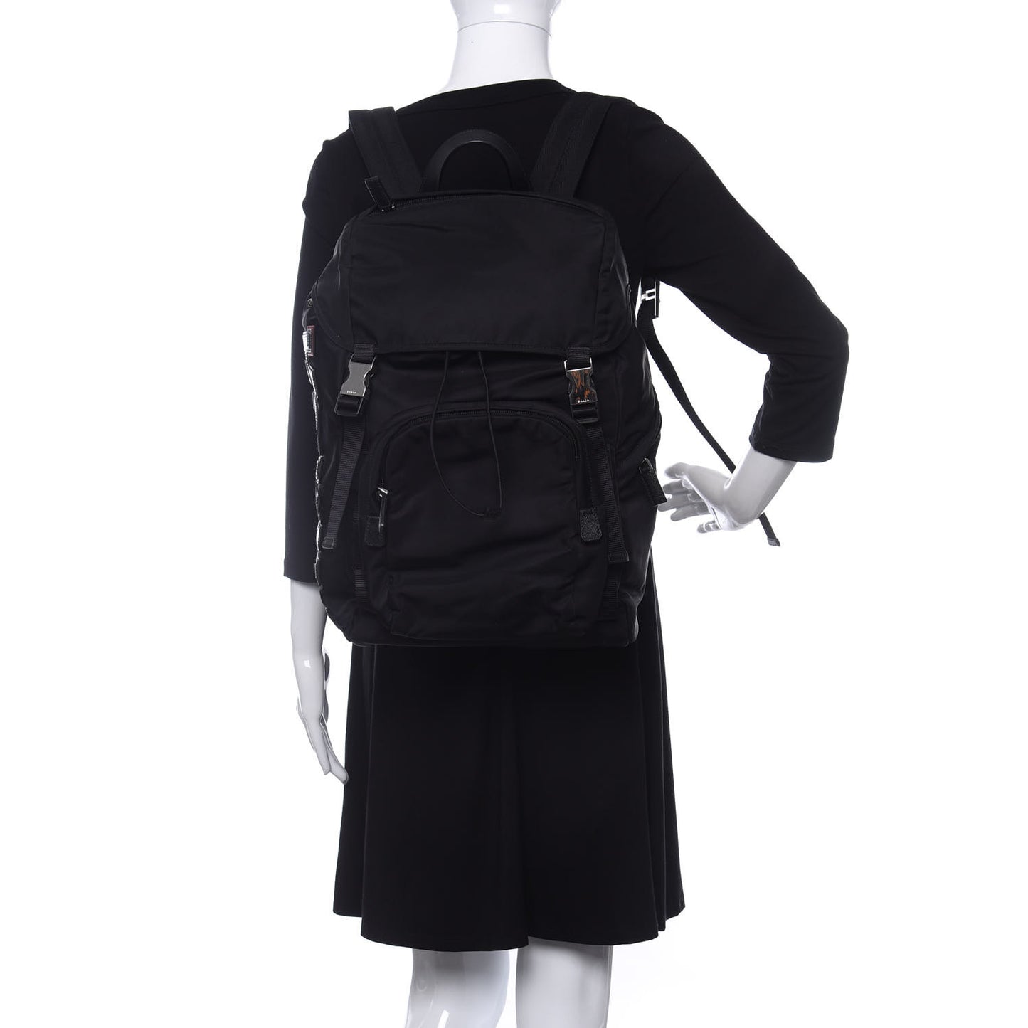 Nylon Tessuto Character Logo Patch Backpack Black