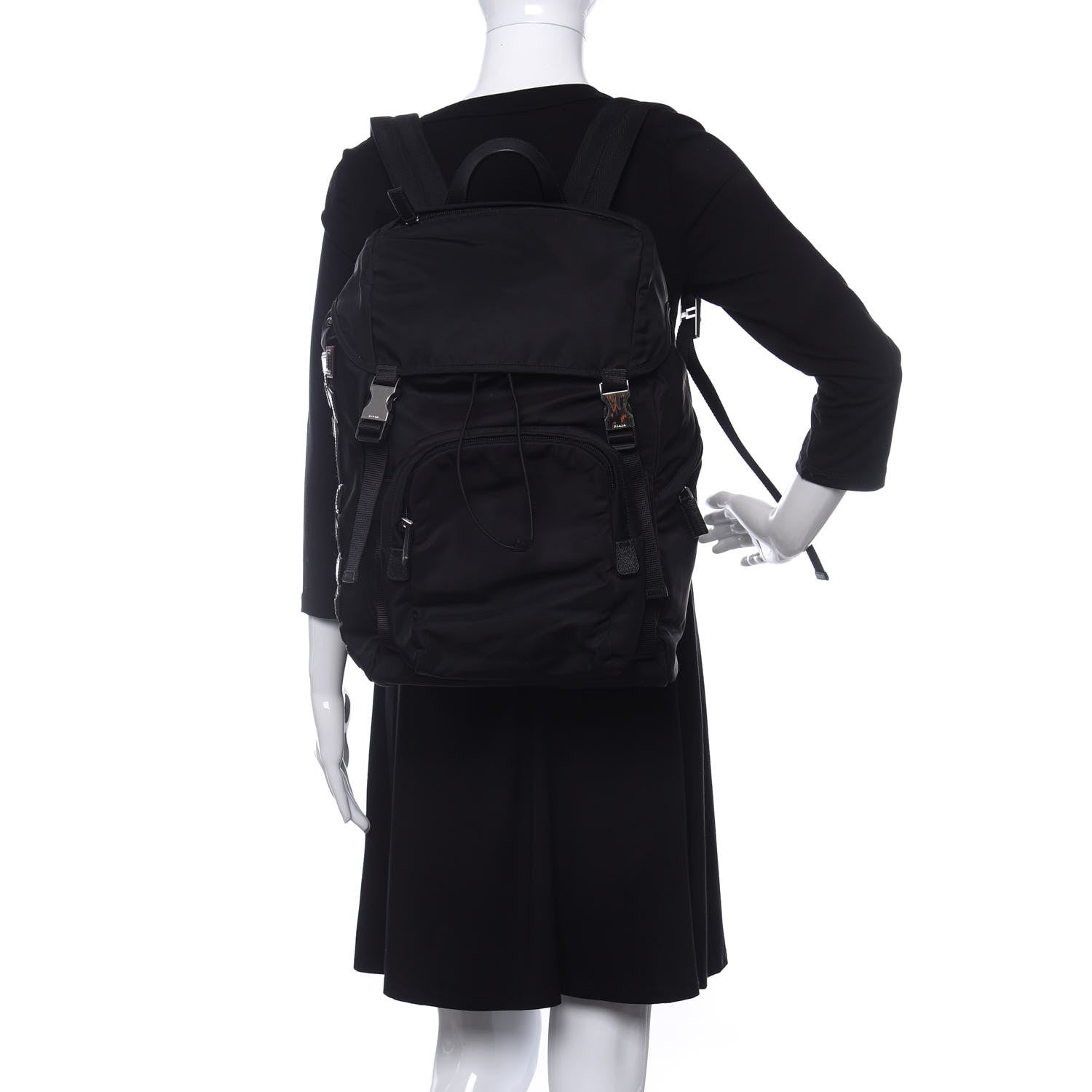 Prada Nylon Tessuto Character Logo Patch Backpack Black 2 of 10