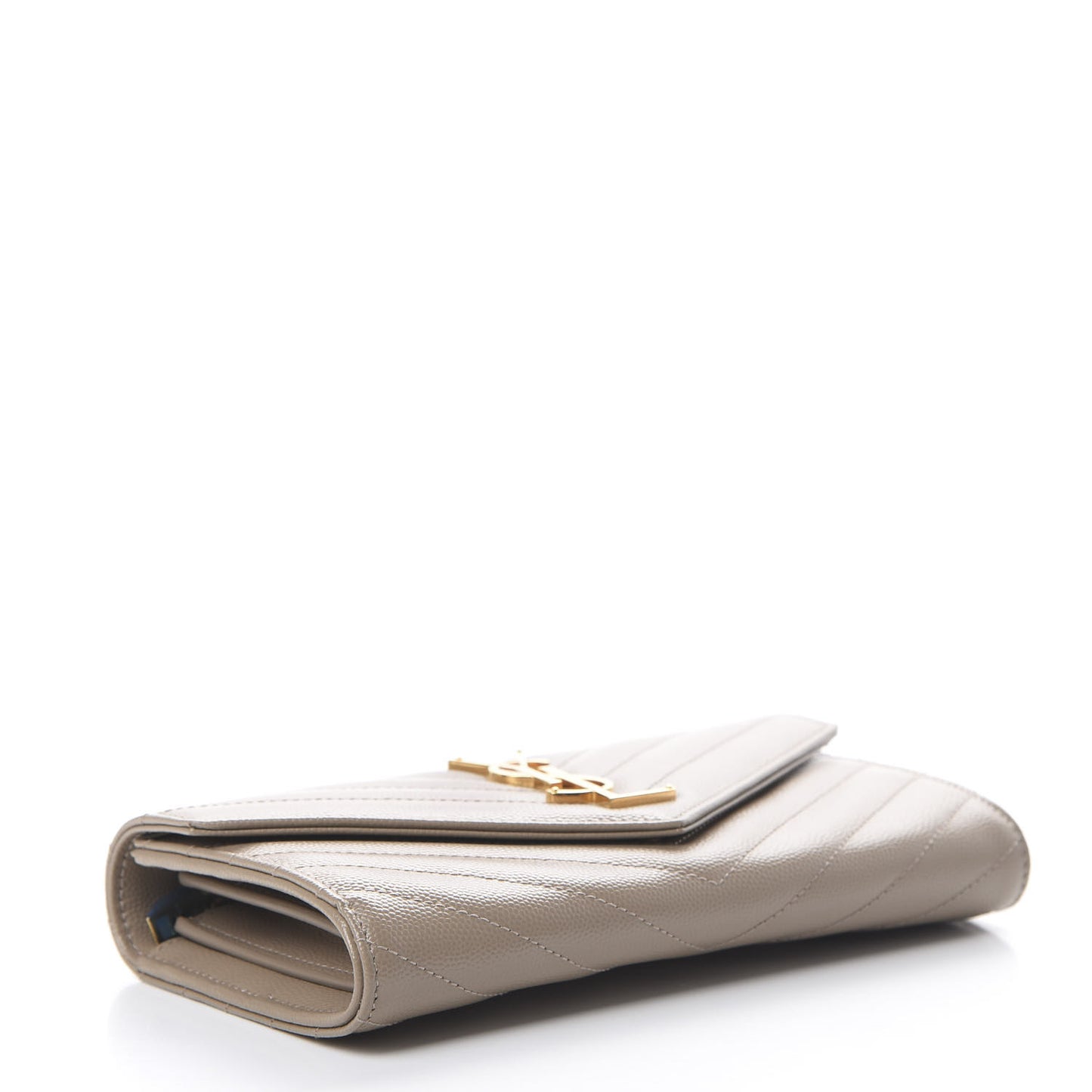 Grain De Poudre Matelasse Chevron Monogram Flap Wallet Dusty Grey