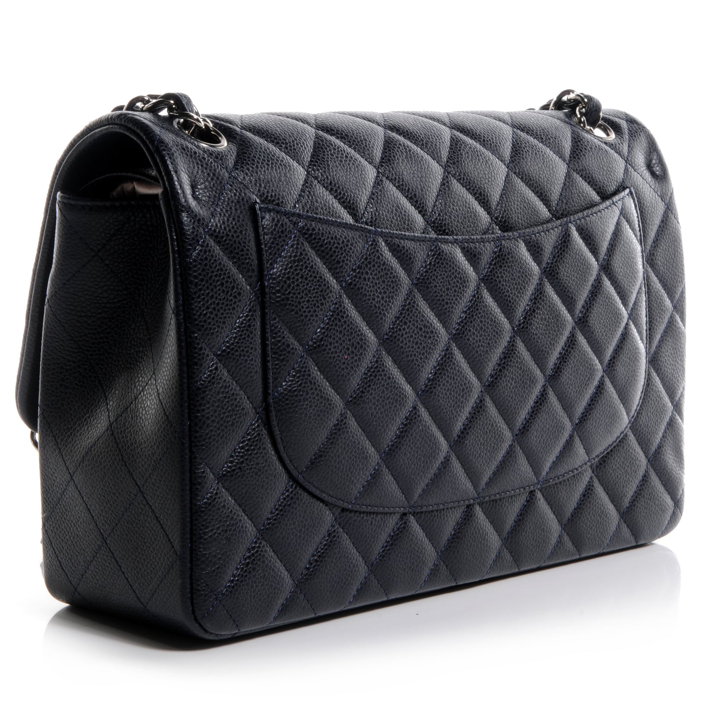 Caviar Jumbo Double Flap Navy Blue