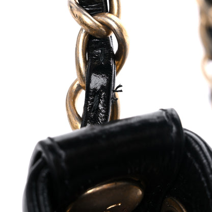 Chanel Shiny Aged Calfskin CC Chain Mini Drawstring Bag Black 11 of 11
