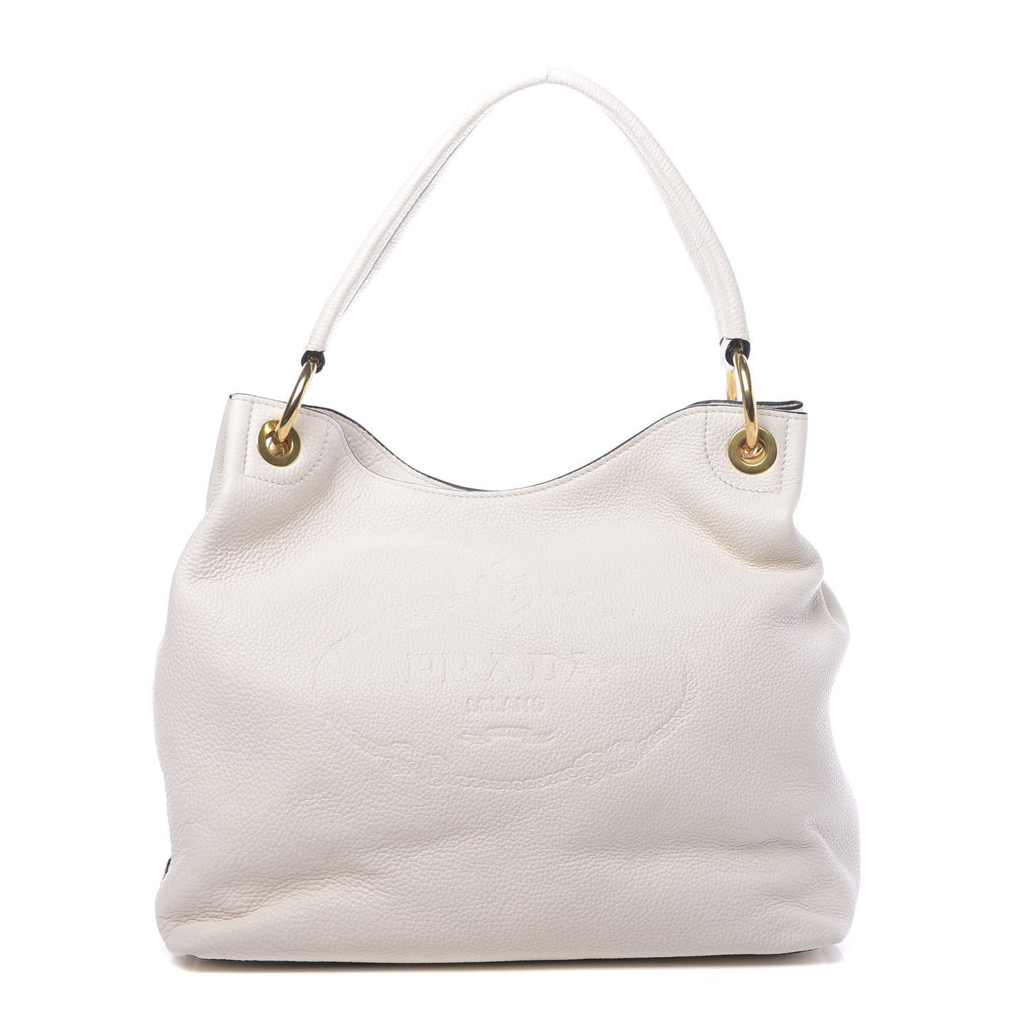Vitello Phenix Embossed Logo Hobo White