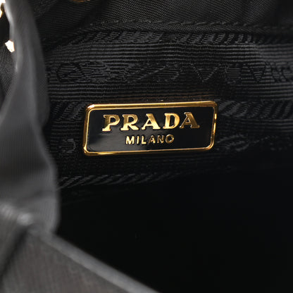 Prada Saffiano Tessuto Nylon Mini Bucket Crossbody Bag Black 6 of 12