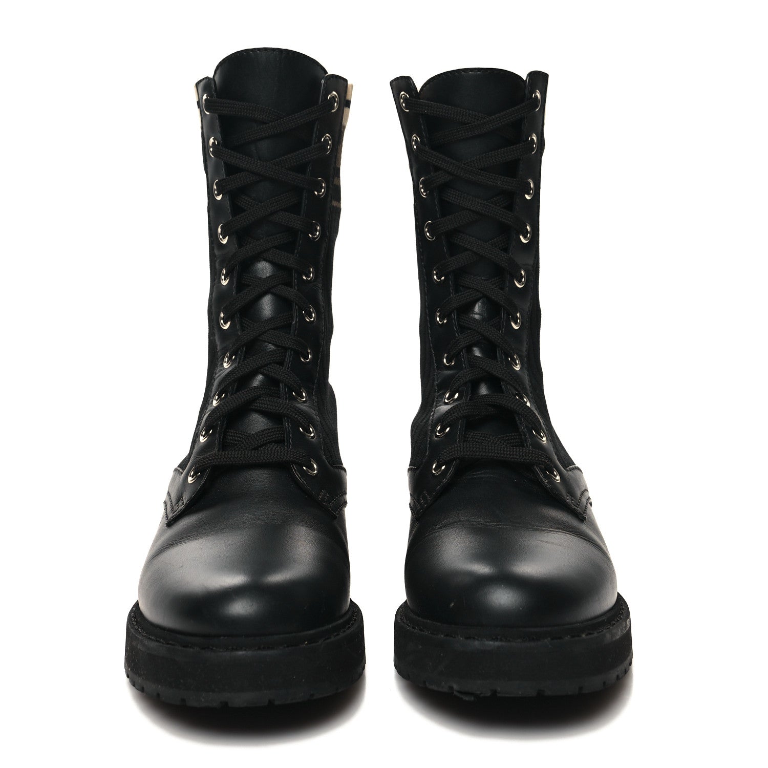 Fendi Calfskin Stretch Fabric Rockoko Biker Boots 37 Tobacco Black Marino 2 of 8