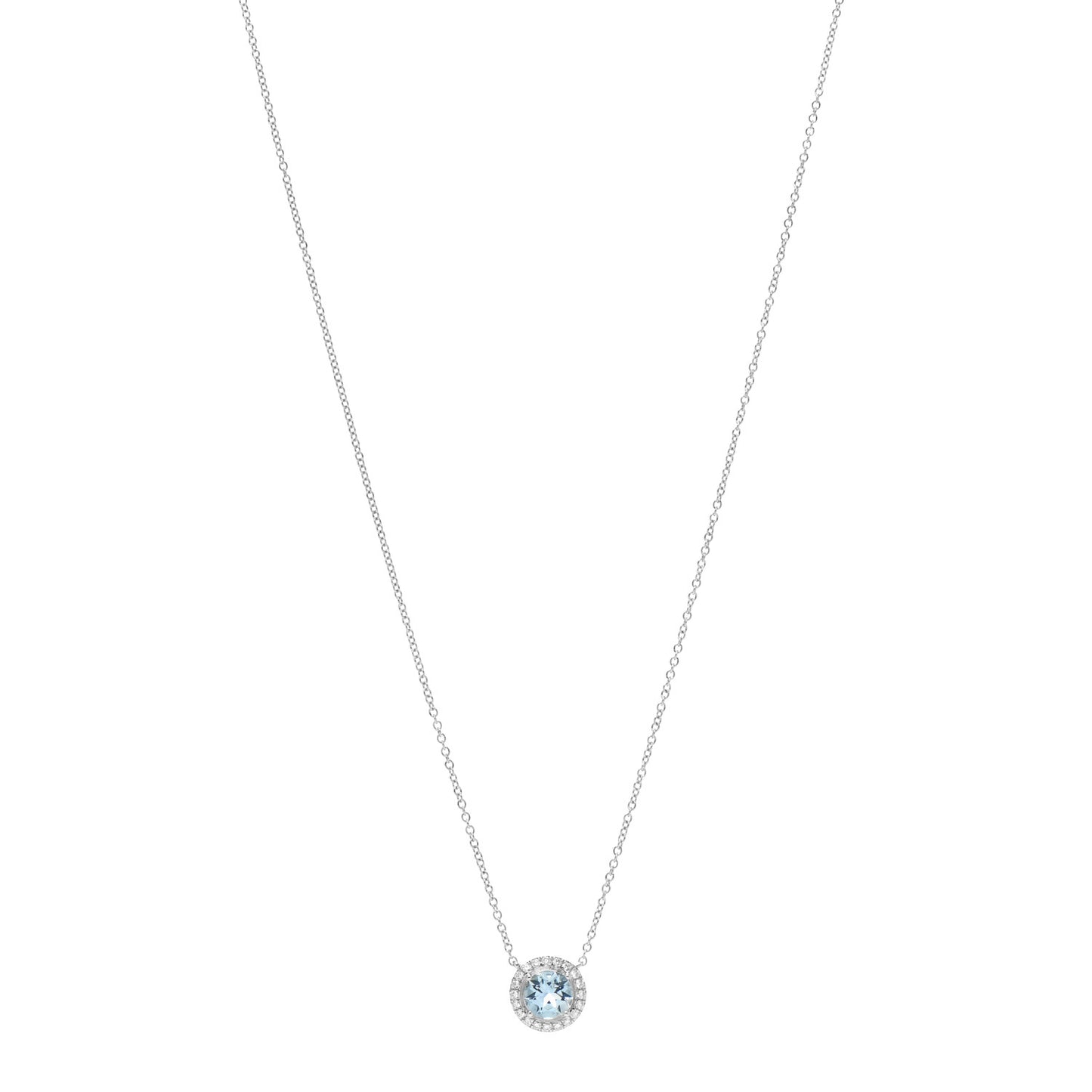 Platinum Diamond Aquamarine Soleste Pendant Necklace
