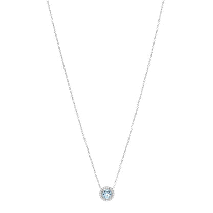 Tiffany Platinum Diamond Aquamarine Soleste Pendant Necklace 1 of 5
