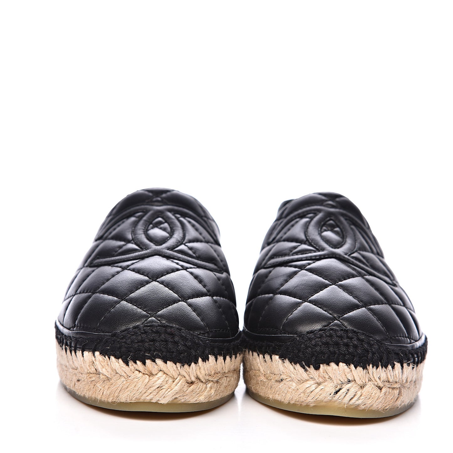 Lambskin Quilted CC Espadrilles 38 Black