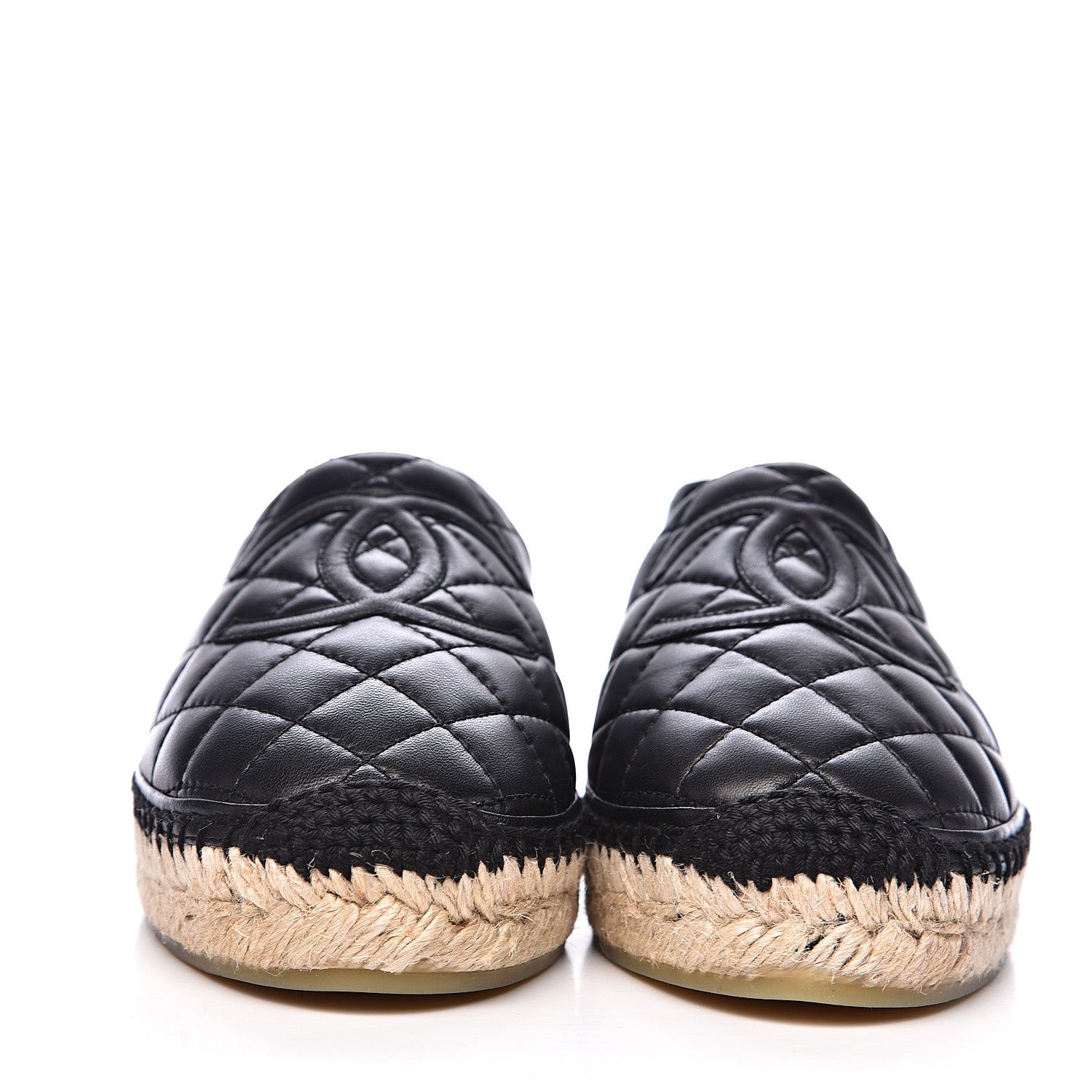 Chanel Lambskin Quilted CC Espadrilles 38 Black 2 of 10