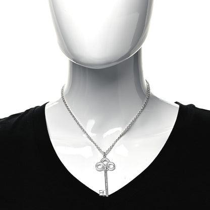 Tiffany Sterling Silver Large Fleur De Lis Key Pendant Necklace 2 of 5