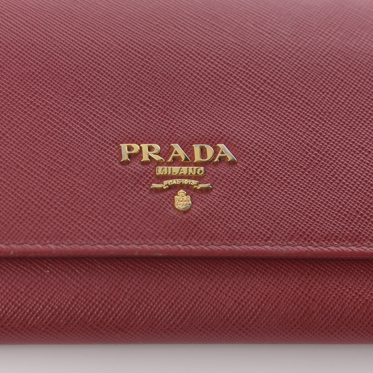 Prada Saffiano Metal Oro Chain Wallet Fuoco 11 of 11