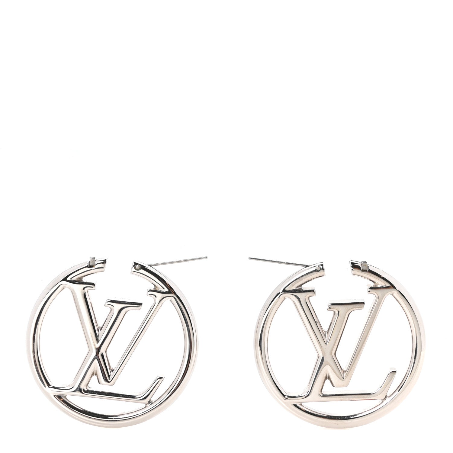 Louis Vuitton Palladium Louise Hoop Earrings Silver 3 of 5