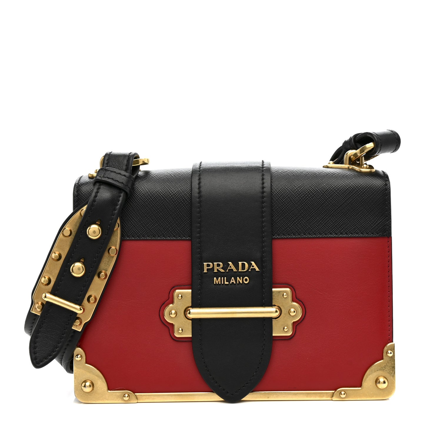City Calfskin Saffiano Cahier Bag Fuoco Black
