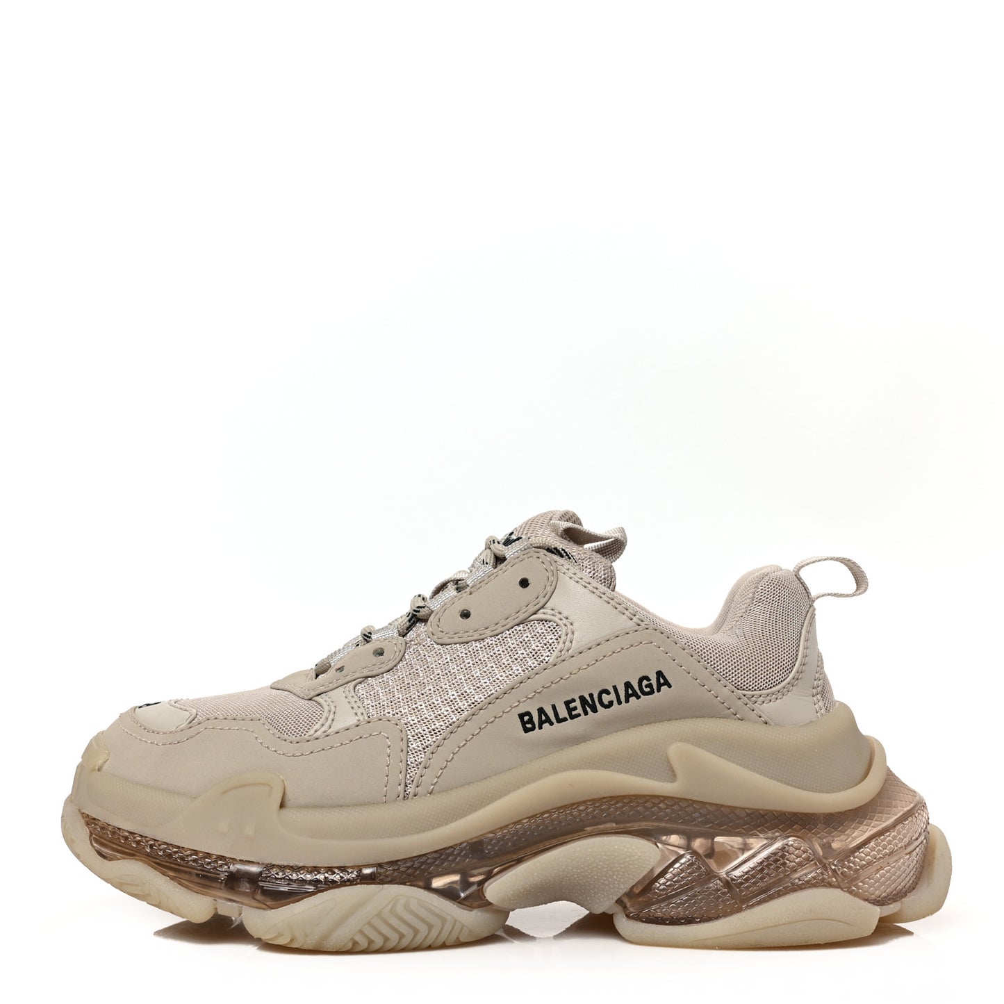 Fabric Mesh Clear Sole Womens Triple S Sneakers 38 Beige