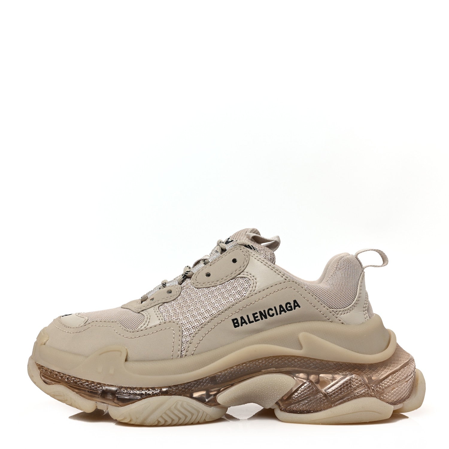 Balenciaga Fabric Mesh Clear Sole Womens Triple S Sneakers 38 Beige 1 of 6