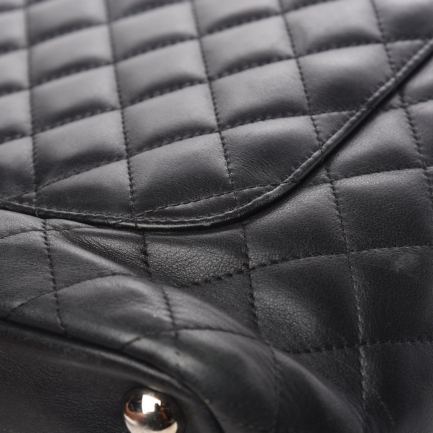 Calfskin Quilted Large Cambon Tote Black