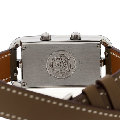 Hermes Stainless Steel Swift 20mm Cape Cod Double Tour Deux Zones Quartz Watch Etoupe 4 of 5