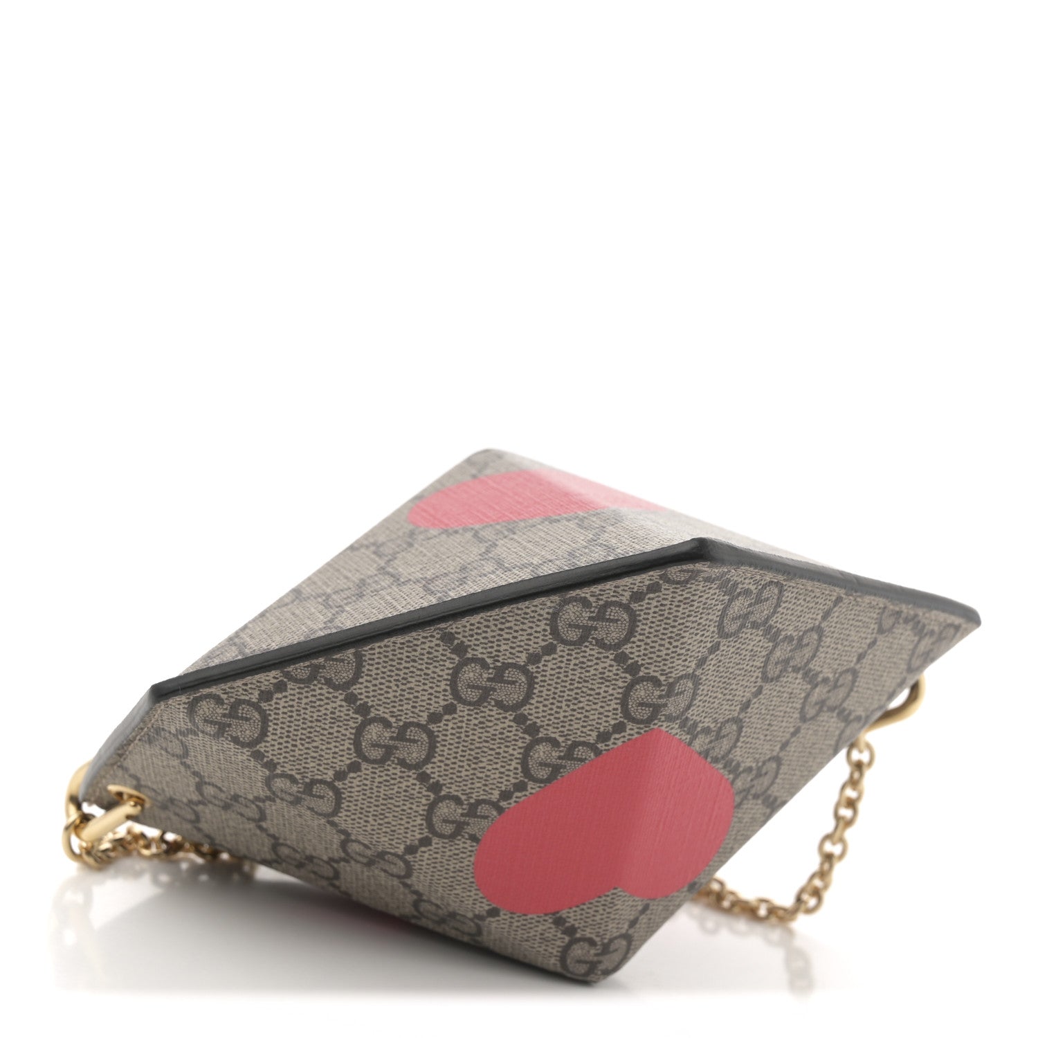 Gucci GG Supreme Monogram Love Heart Valentines Day Mini Padlock Heart Bag Beige Ebony New Geranium 6 of 21