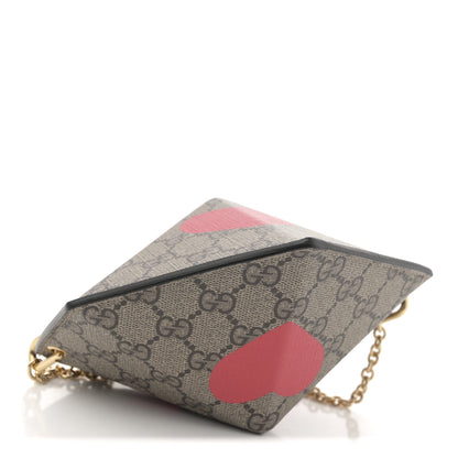 Gucci GG Supreme Monogram Love Heart Valentines Day Mini Padlock Heart Bag Beige Ebony New Geranium 6 of 21