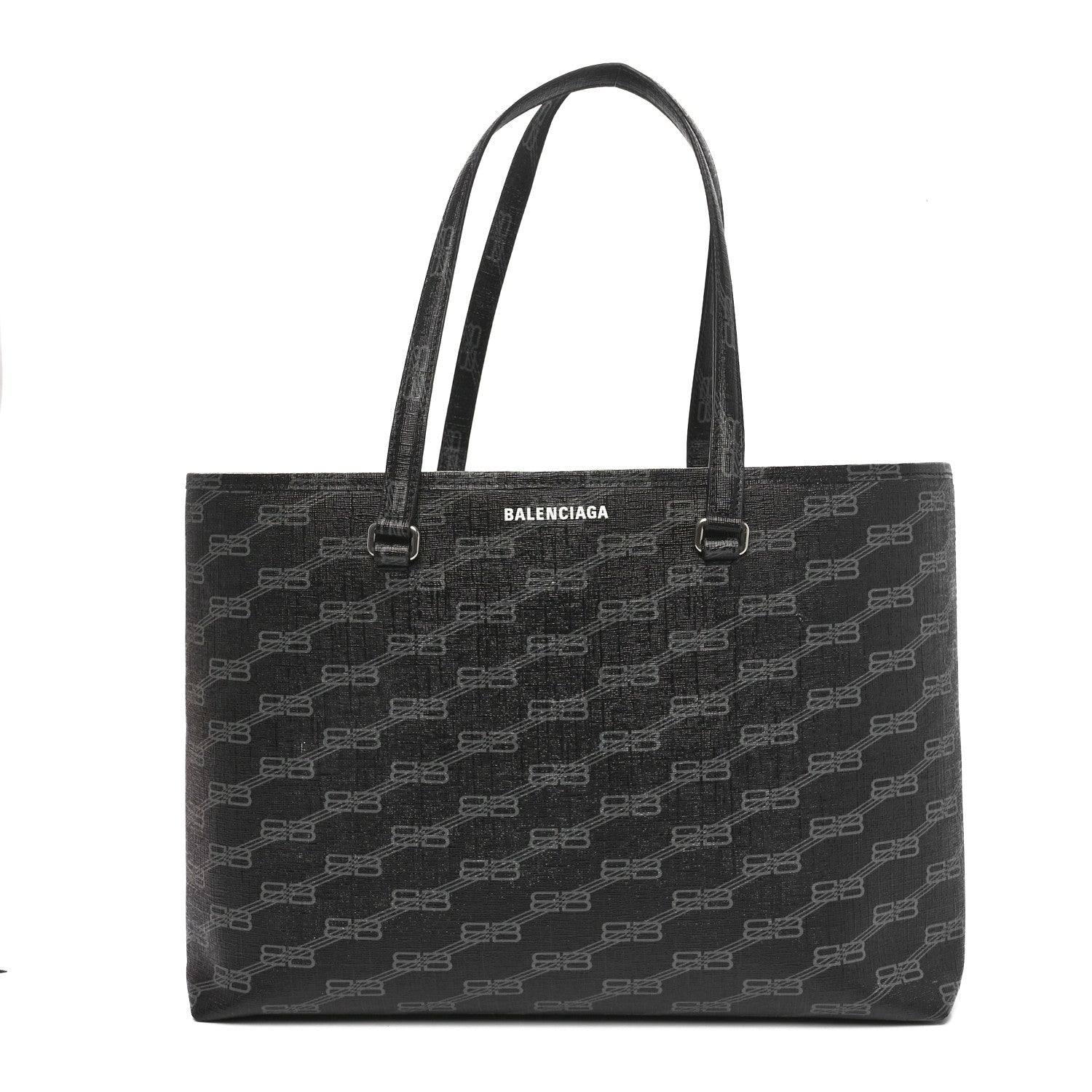Balenciaga Coated Canvas BB Monogram Medium Signature East West Shopper Bag Black Grey 1 of 11