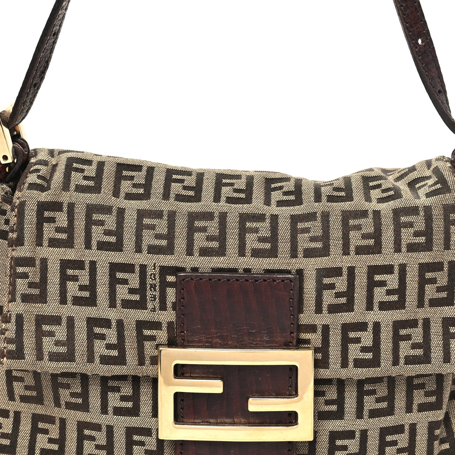 Fendi Zucchino Vitello Mini Mama Baguette Mogano Panna Bruciato 7 of 9