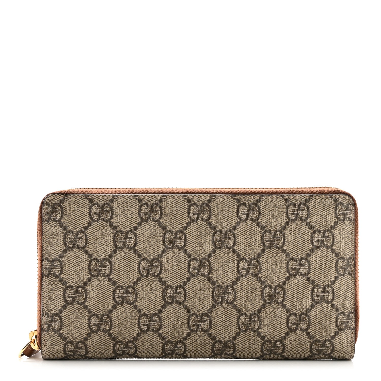 Gucci GG Supreme Monogram Cuoio Toscano Zip Around Wallet Beige Ebony Cuir 1 of 8