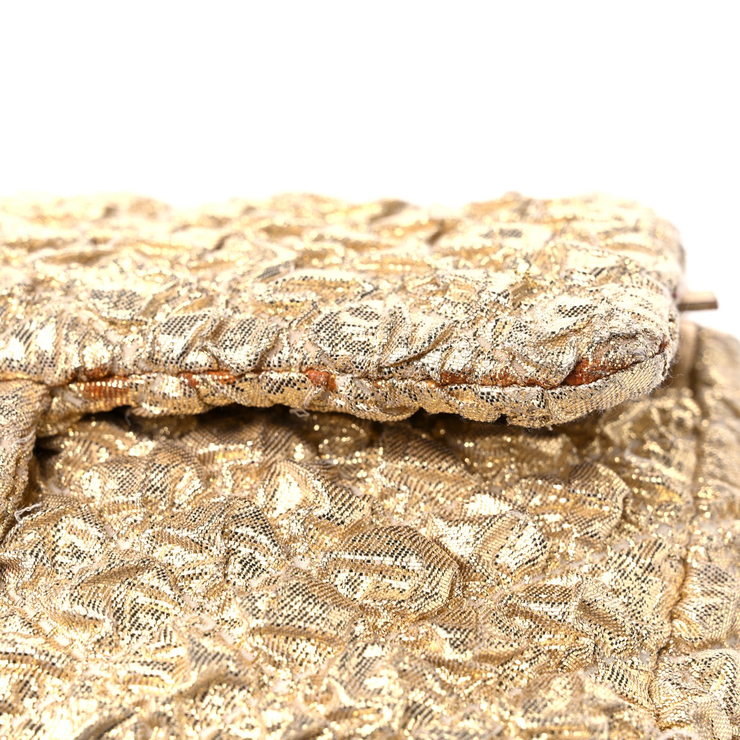 Metallic Lame Quilted Small Double Flap Gold