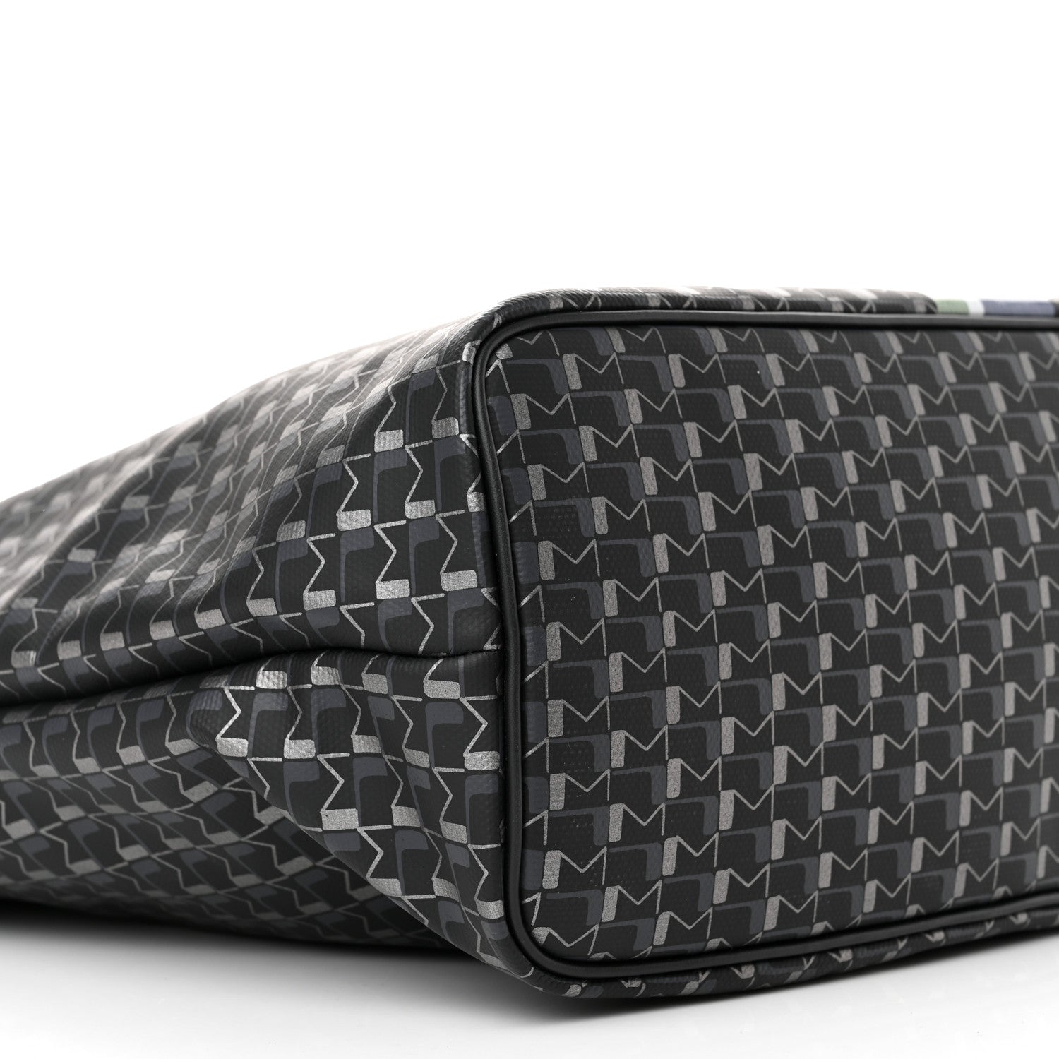 Moynat Grained Calfskin Canvas 1920 Oh! Tote Ruban MM Carbon Silver 9 of 11
