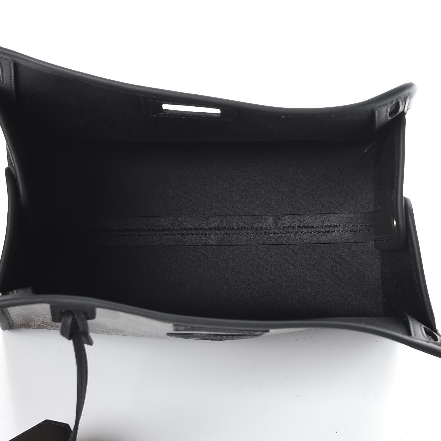 Fendi Glazed Fabric Vitello Century FF 1974 Stamp Patch Mini Peekaboo Defender Cover Mogano Panna Black 4 of 8