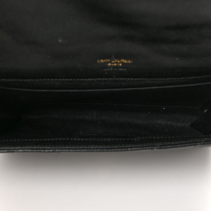 Saint Laurent Grain De Poudre Matelasse Chevron Monogram Envelope Clutch Black 5 of 6