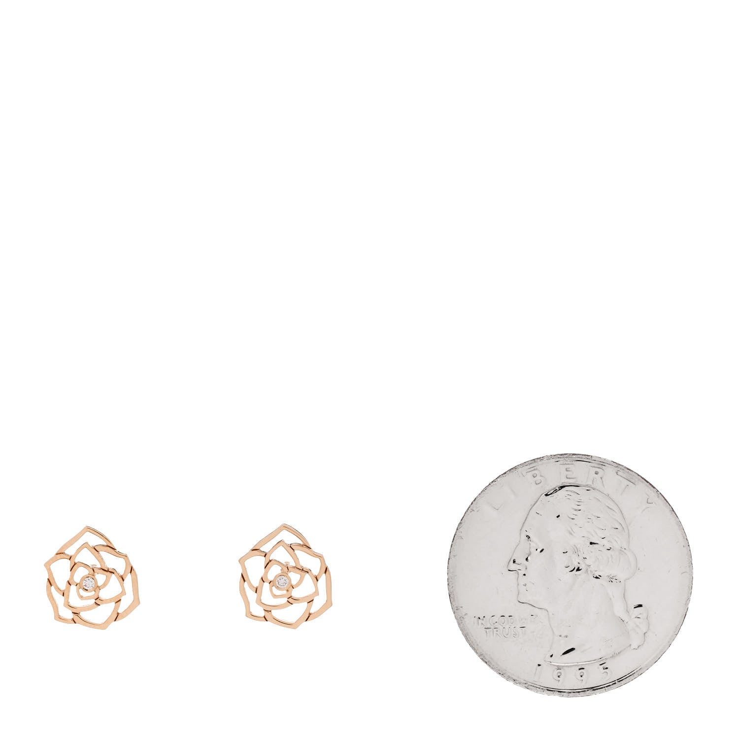 Piaget 18K Rose Gold Diamond Open Rose Earrings 2 of 5