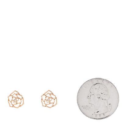 Piaget 18K Rose Gold Diamond Open Rose Earrings 2 of 5