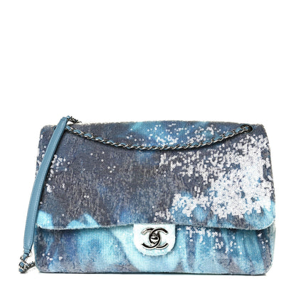Chanel Sequin Waterfall Small XXL Travel Flap Light Blue 1 of 11