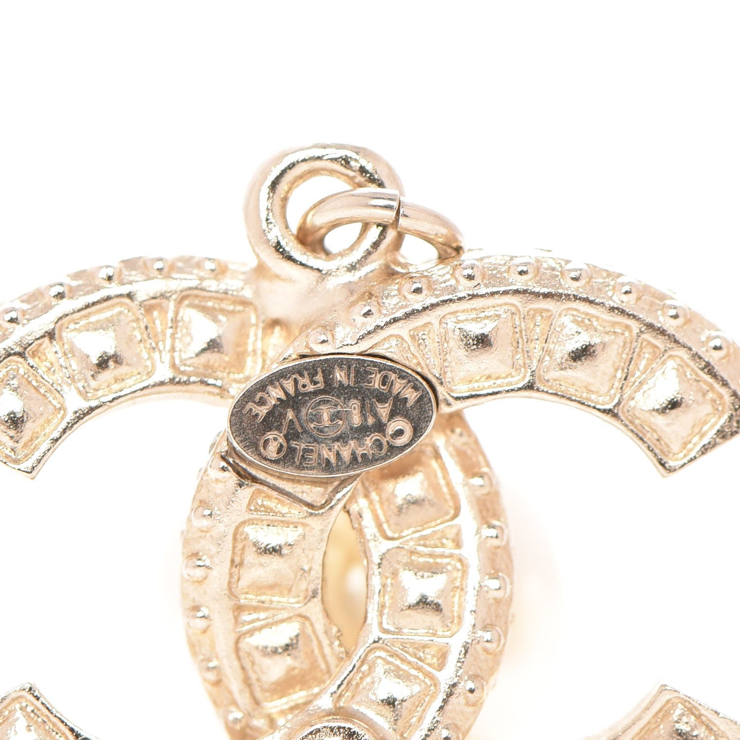 Chanel Crystal Pearl CC Drop Earrings Light Gold 4 of 5