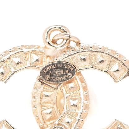Chanel Crystal Pearl CC Drop Earrings Light Gold 4 of 5
