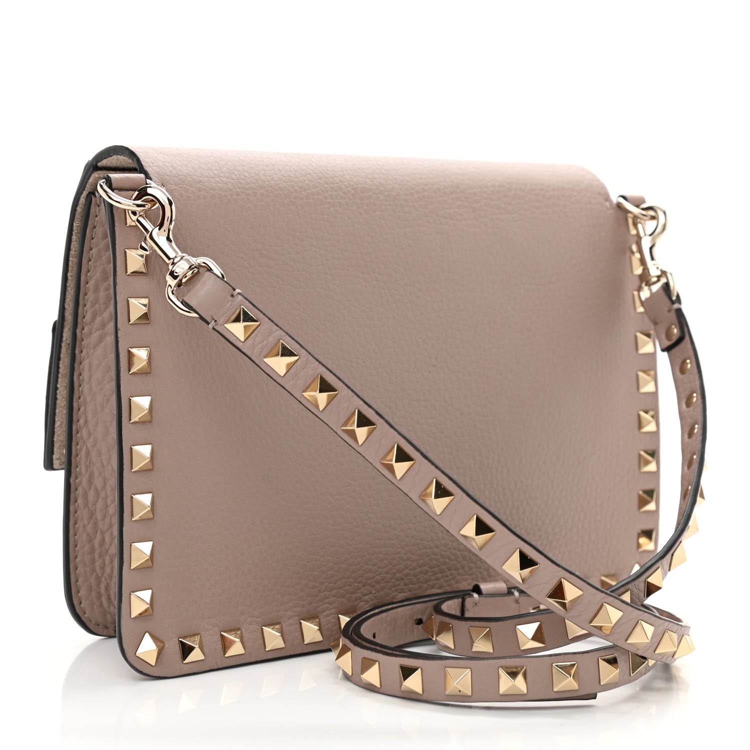 Valentino Garavani Pebbled Calfskin Rockstud Side Slip Crossbody Poudre 3 of 7