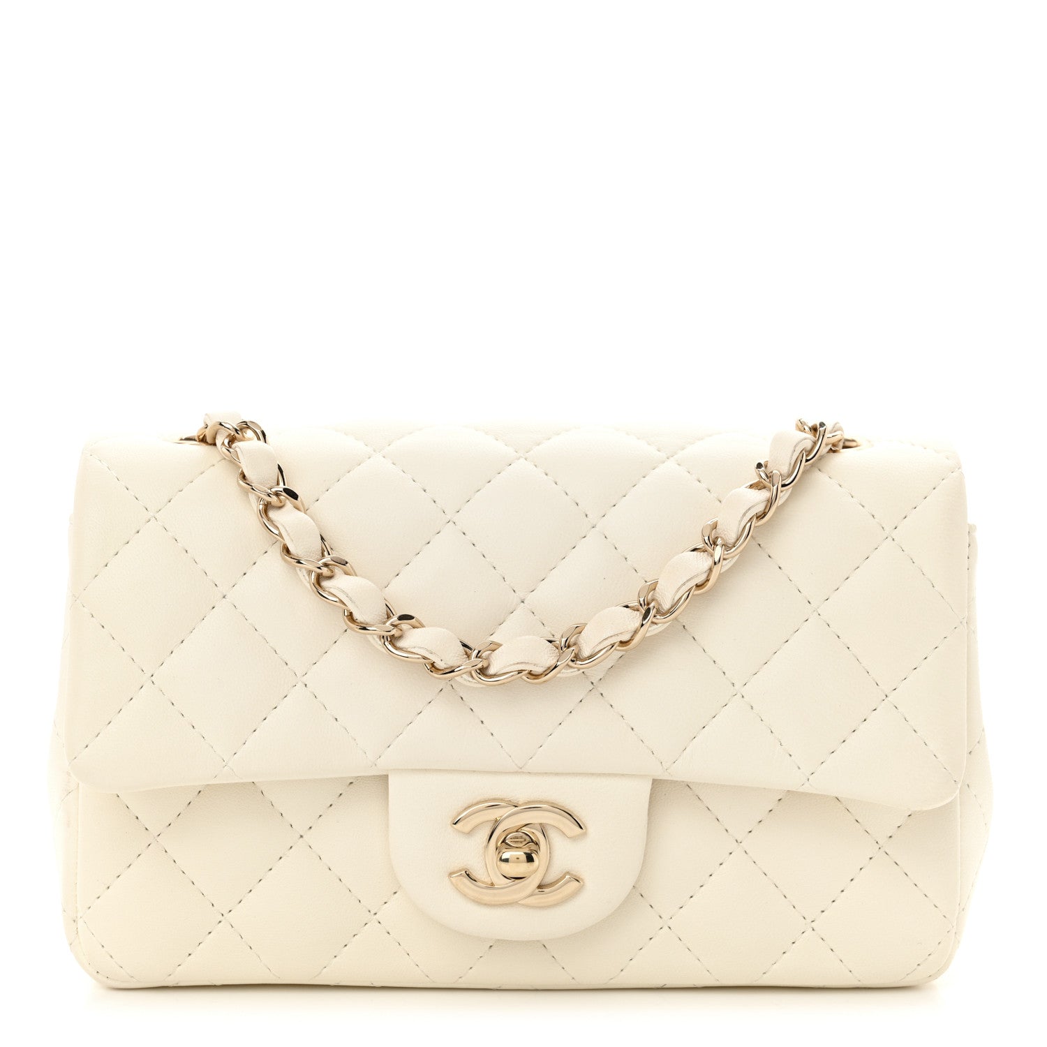 Chanel Lambskin Quilted Mini Rectangular Flap White 1 of 10