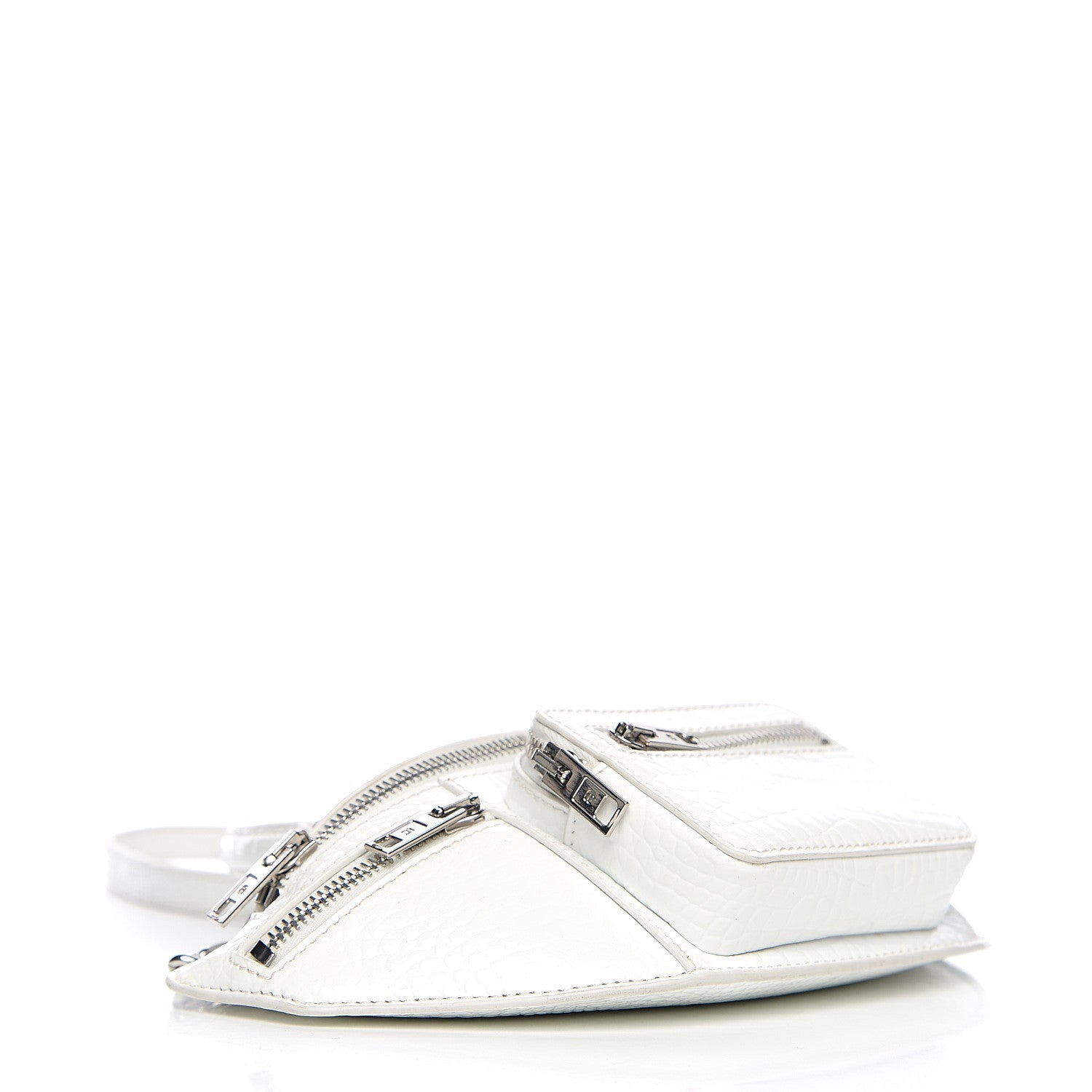 Alexander Wang Crocodile Embossed Patent Mini Top Handle Attica Belt Bag White 3 of 8