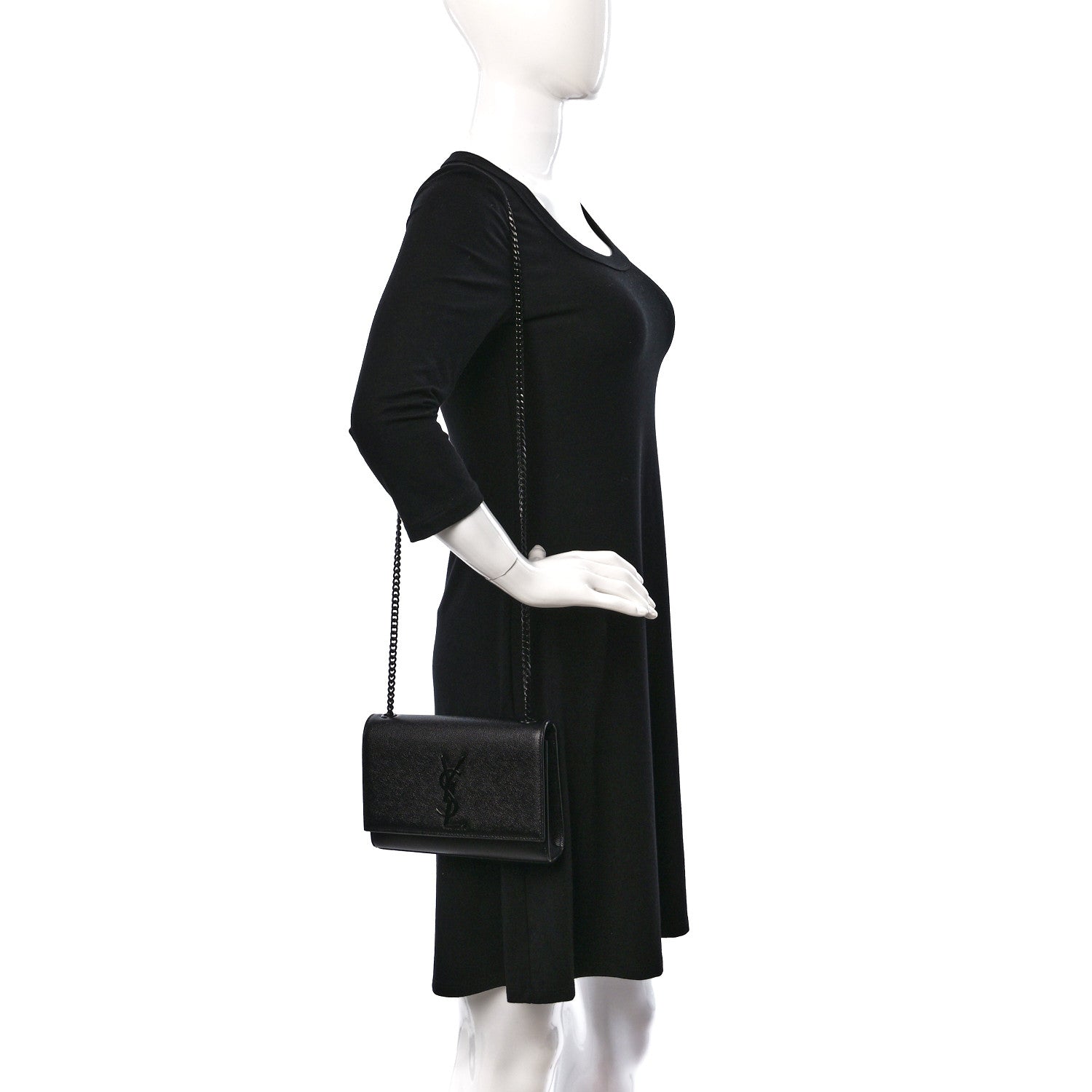 Saint Laurent Grain De Poudre Small Monogram Monochrome Kate Satchel Black 2 of 8
