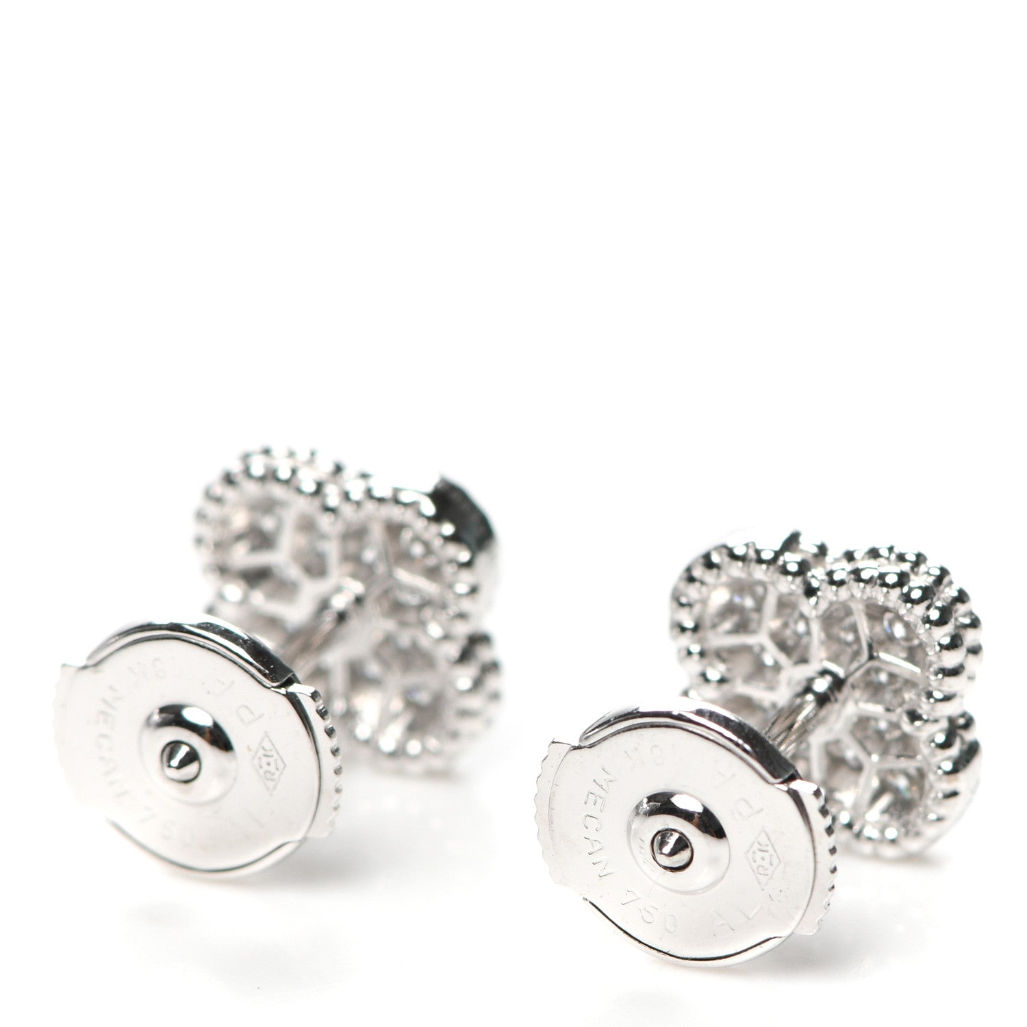 Van Cleef & Arpels 18K White Gold Diamond Sweet Alhambra Earrings 3 of 4