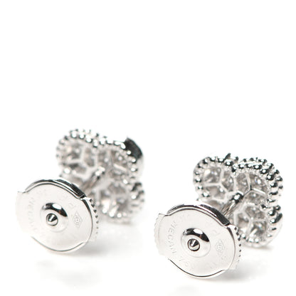 Van Cleef & Arpels 18K White Gold Diamond Sweet Alhambra Earrings 3 of 4