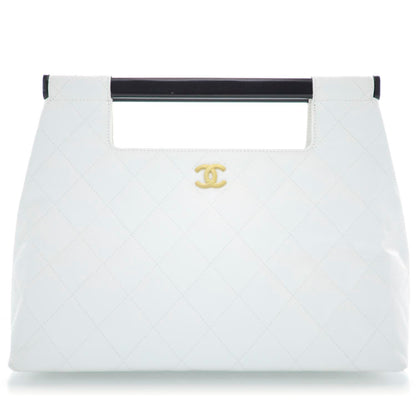 Chanel Caviar Quilted Wood Handle Tote White 1 of 9