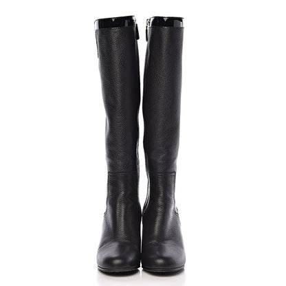 Chanel Grained Goatskin Patent Calfskin High Boots 37.5 Black 2 of 9