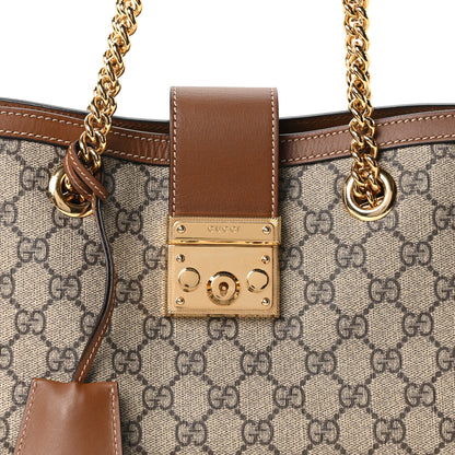 Gucci GG Supreme Monogram Calfskin Small Padlock Tote Beige Ebony Tuscany 8 of 10