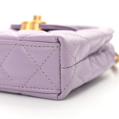 Chanel Shiny Aged Calfskin Quilted Mini Nano Kelly Shopper Lilac 10 of 11
