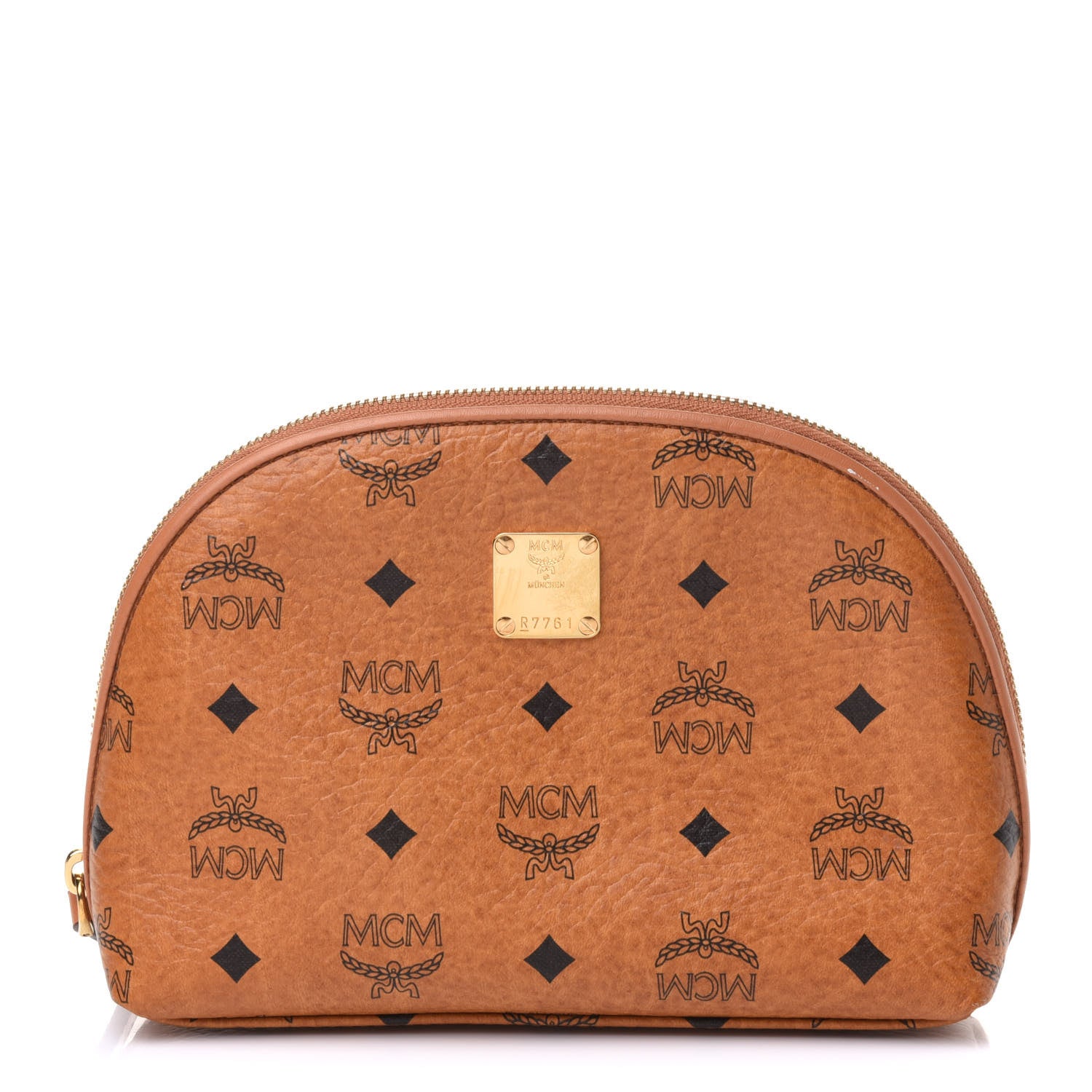 MCM Visetos Heritage Large Cosmetic Pouch Cognac 1 of 12
