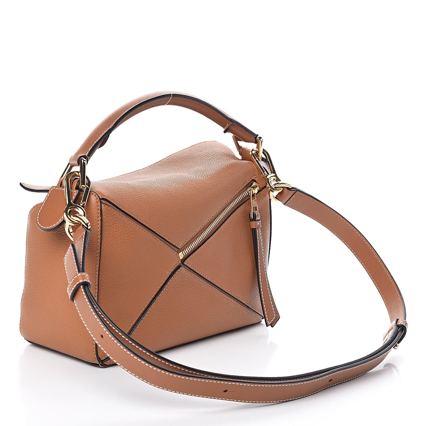 Grained Calfskin Small Puzzle Bag Tan