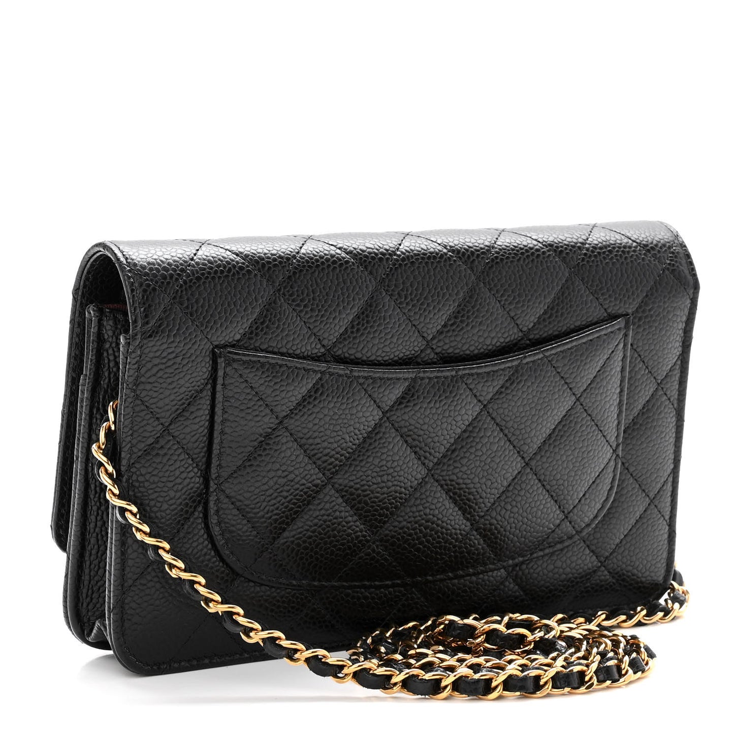 Caviar Quilted Wallet on Chain WOC Black