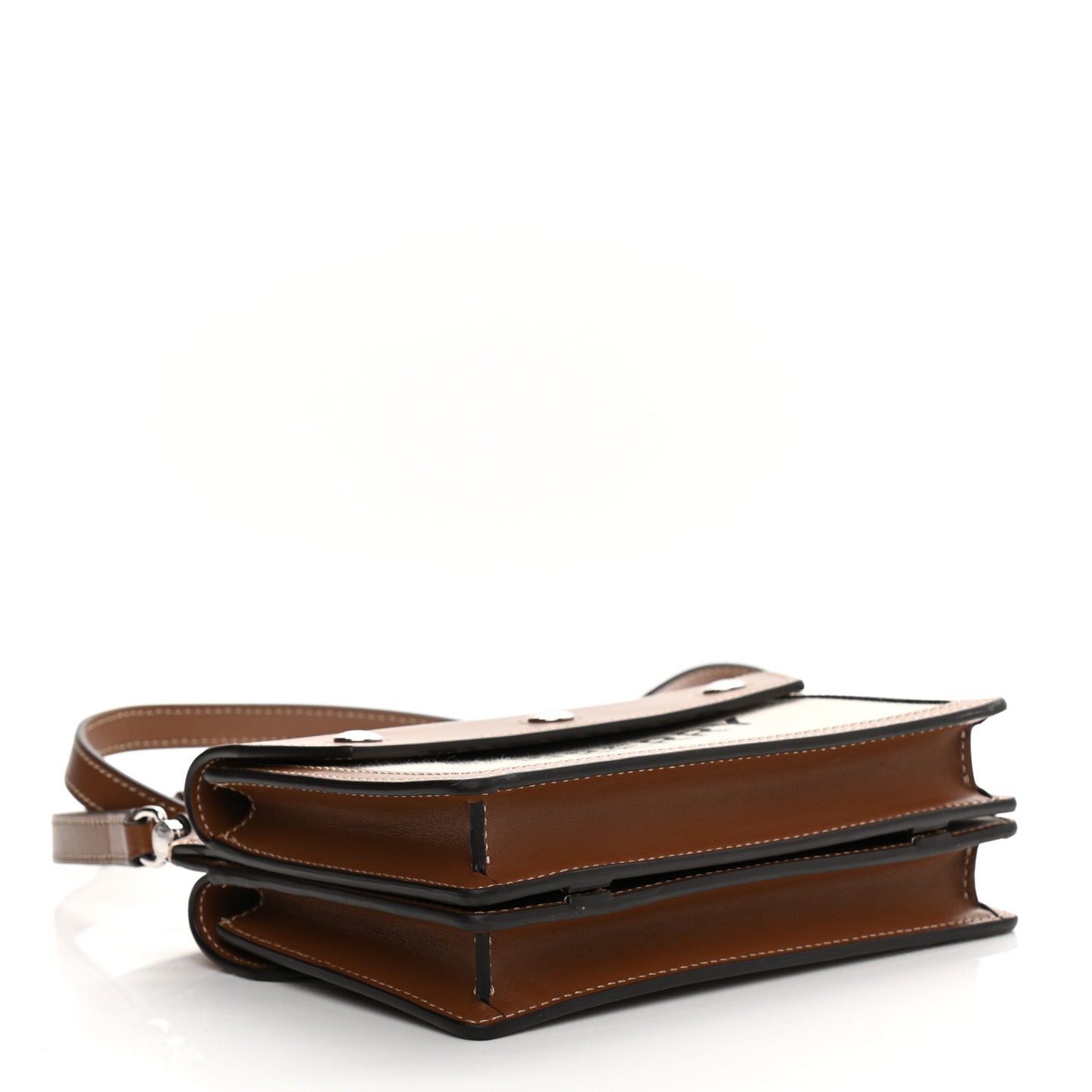 Smooth Calfskin Canvas Horseferry Print Mini Title Bag with Pocket Natural Malt Brown