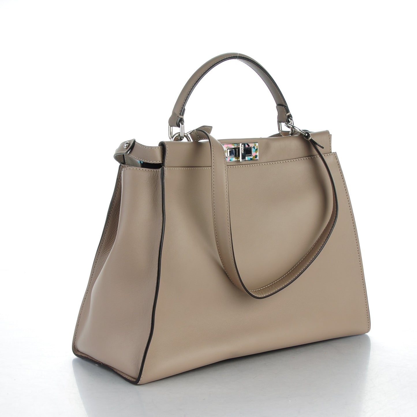 Vitello Seta Plexiglass Granite Large Peekaboo Iconic Satchel Tortora
